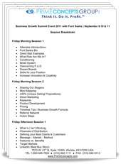 Business Growth Summit Event session overview