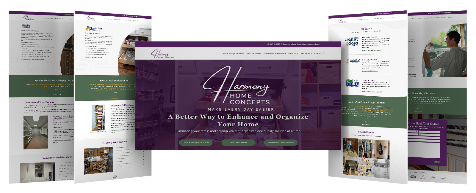 Harmony Home Concepts Website Screens
